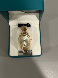 Gold and silver watch with Cubic Zirconia