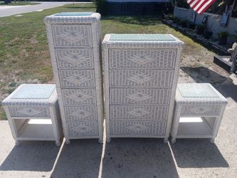 Wicker Bedroom Set Glass Tops