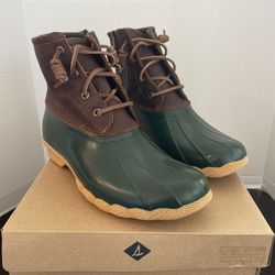Sperry Saltwater Duck Boots Tan Green Womens Brand New Retails $110 Asking $60 Size 8.5 Or 8 Avail