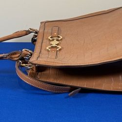 Anne Klein Brown Textured Pocketbook Purse - Inside Zipper & Compartments