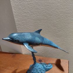 Brass Dolphin Sculpture 15" X 11"