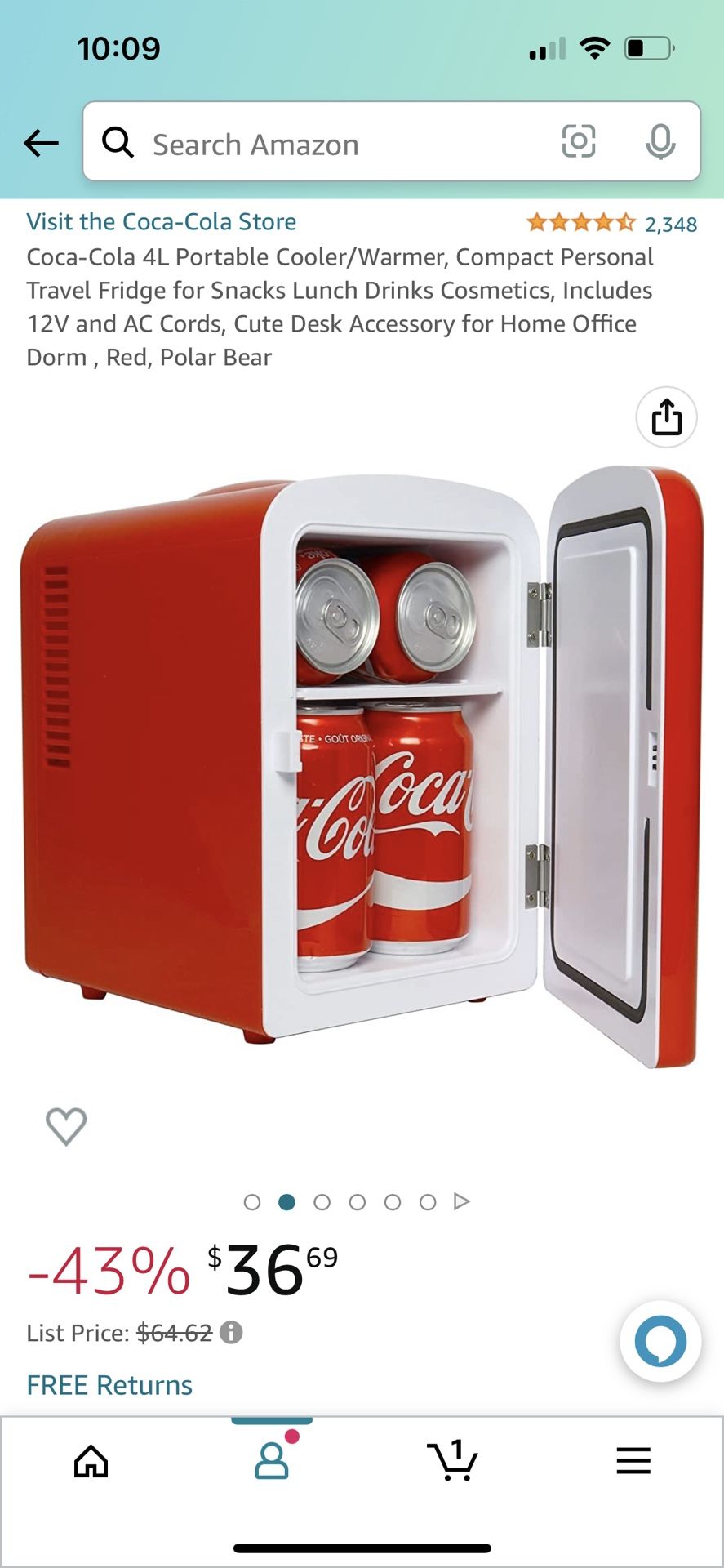 Coca-Cola 4L Portable Cooler/Warmer, Compact Personal-Travel-Fridge for  Snacks Lunch Drinks Cosmetics, Includes 12V and AC Cords, Cute Desk  Accessory