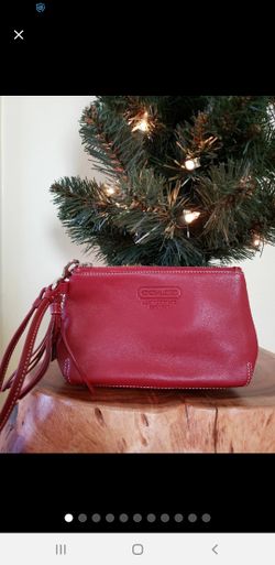 coach burgundy leather wristlet