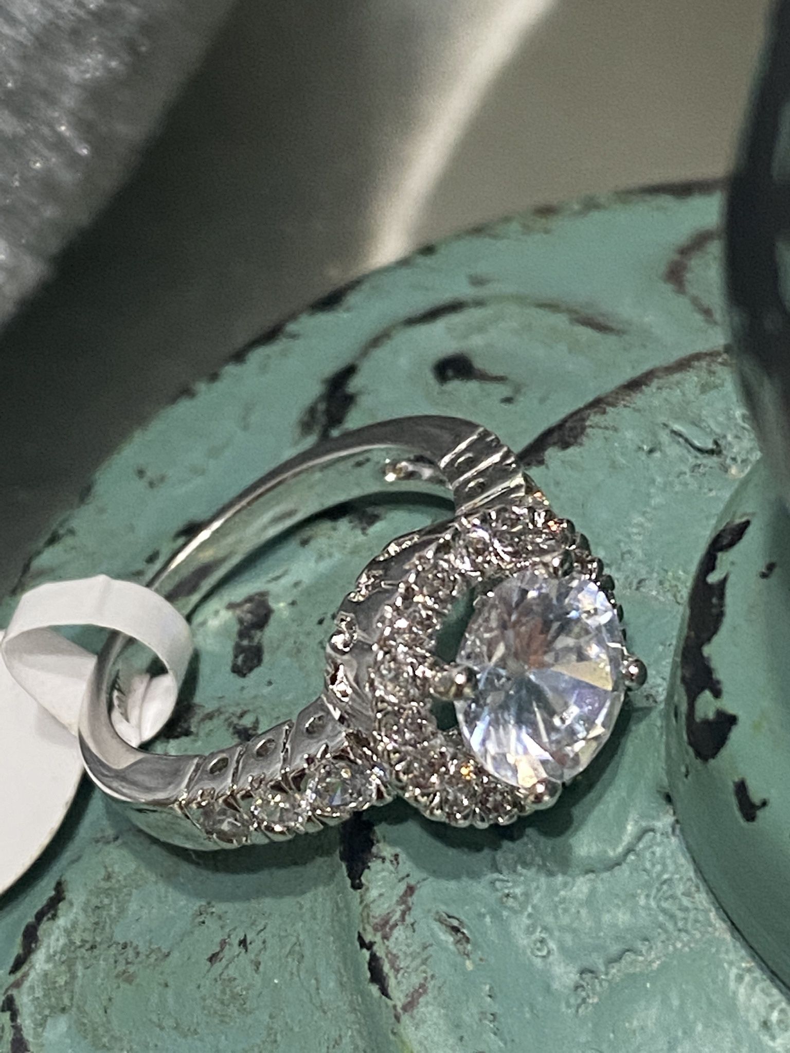 18k White Gold Filled Engagement Ring With Clear CZ Size 6