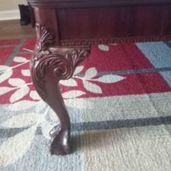 Dark Solid Wood Claw Foot  Antique Coffee Table Obo