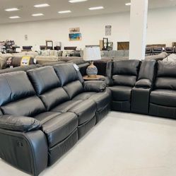 Brand New💢Black Dual Side Reclining Sofa And Loveseat