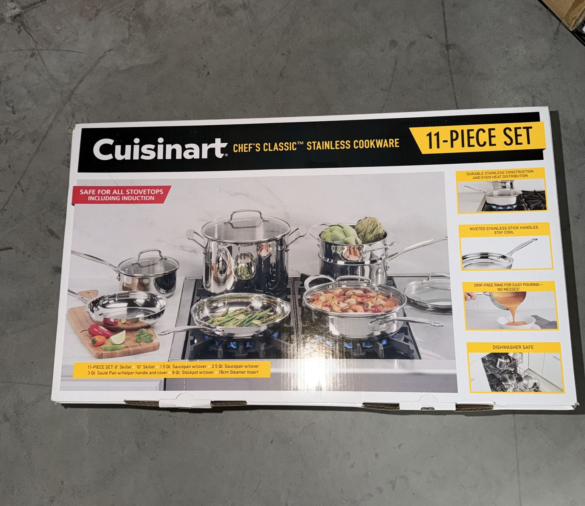 Cuisinart 77 11G Stainless Steel 11 Piece Set Chef's Classic Stainless Cookware Collection