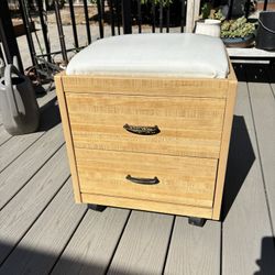 Solid 2 Drawer Sitting Rolling Cart With Cushion