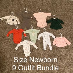 Newborn Size 9 Outfit Clothing Bundle. Carter’s Cherokee Cat & Jack Sterling Baby