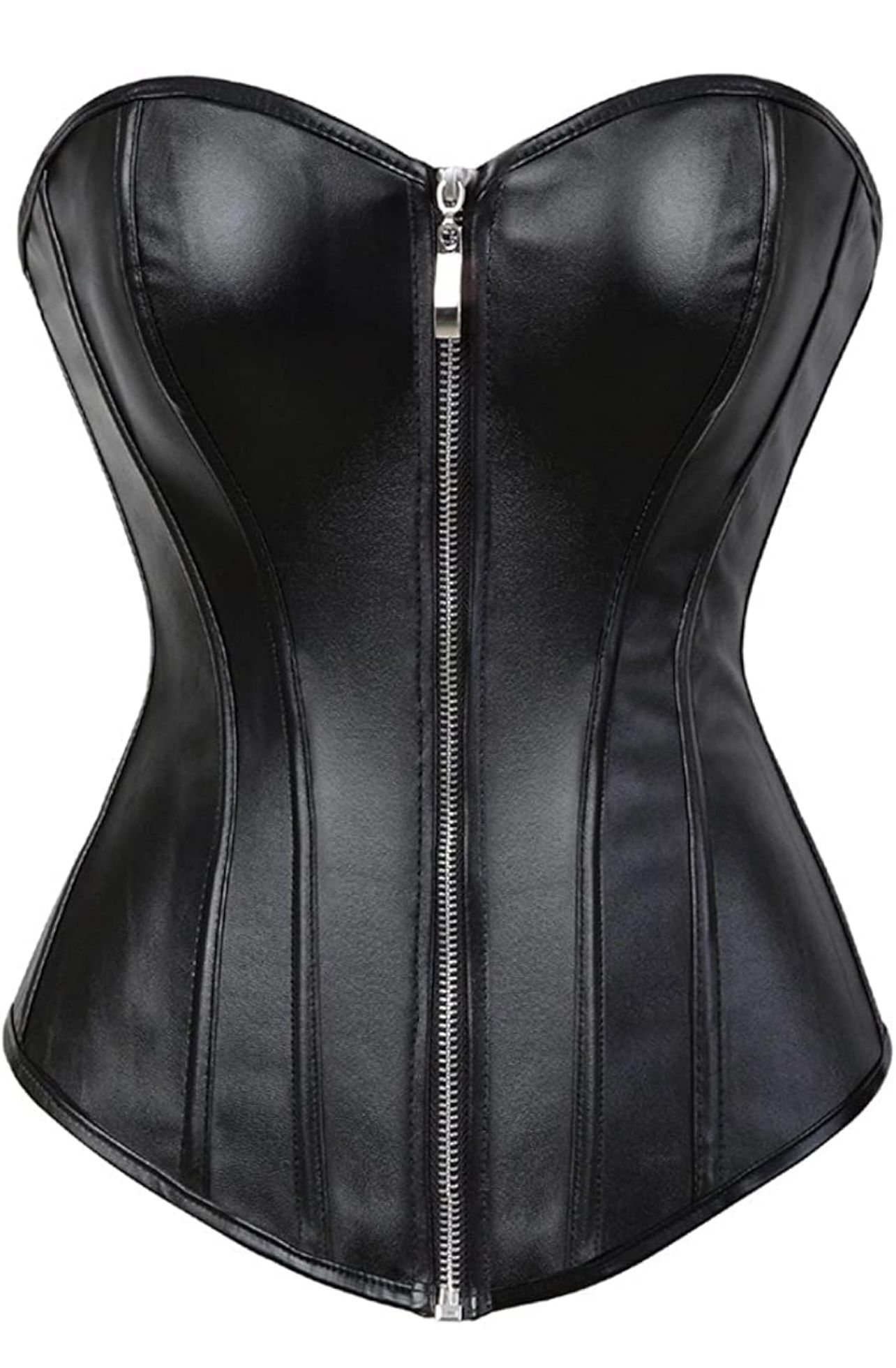 Faux Leather Black Corset (Size: S-3XL)