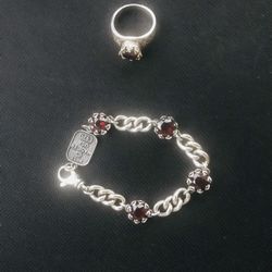 Ring & Bracelet- Red Garnet