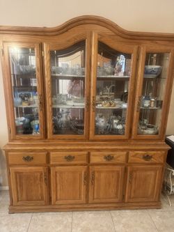 Antique China Hutch 2 Pc Excellent Condition Lower Cabinet 72w/32” H/161/2”d