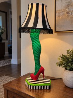 Handmade Beetlejuice Mrs. Argentina Inspired Leg Lamp – One of a Kind 35 inches tall