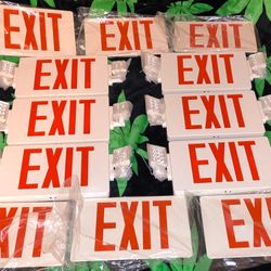 6 Pack Red Exit Signs. Single Or Double Sided Optional. With Emergency Lights