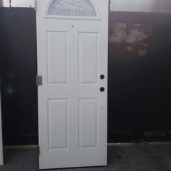 Exterior Door 31 3/4  X 79 .5 Double Glas And Fiberglass 