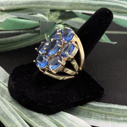 Blue Sapphire 18k gold plated Ring.