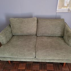 Mid Century Modern - Green Love Seat Living Spaces