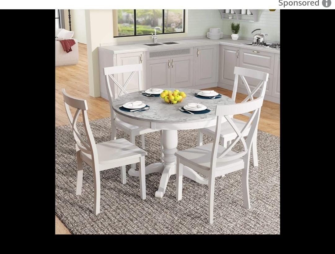 One Table And Four Chairs For Sale.Spacious Marble Tabletop.Curved Backrest.Study Table Legs