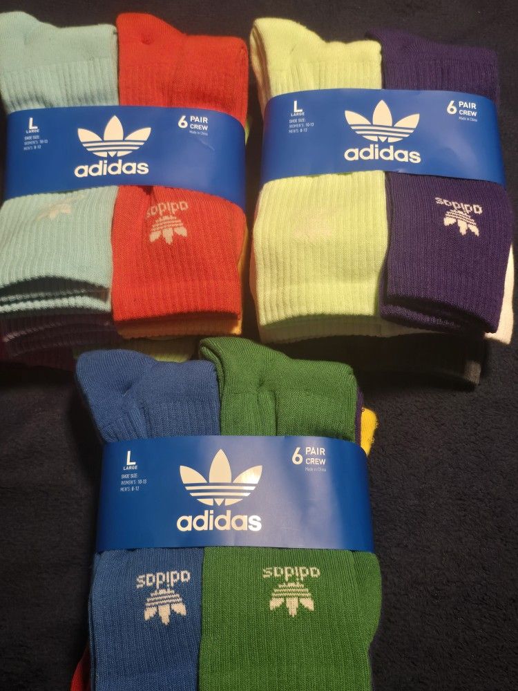 Adidas Men's Crew Socks - Multicolor Pack X3 Bundled