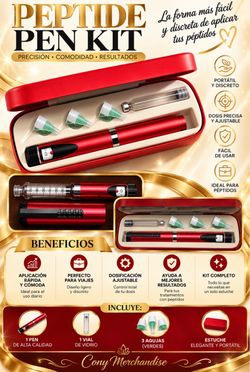 Red Peptide Pen Kit with Case and Needles New