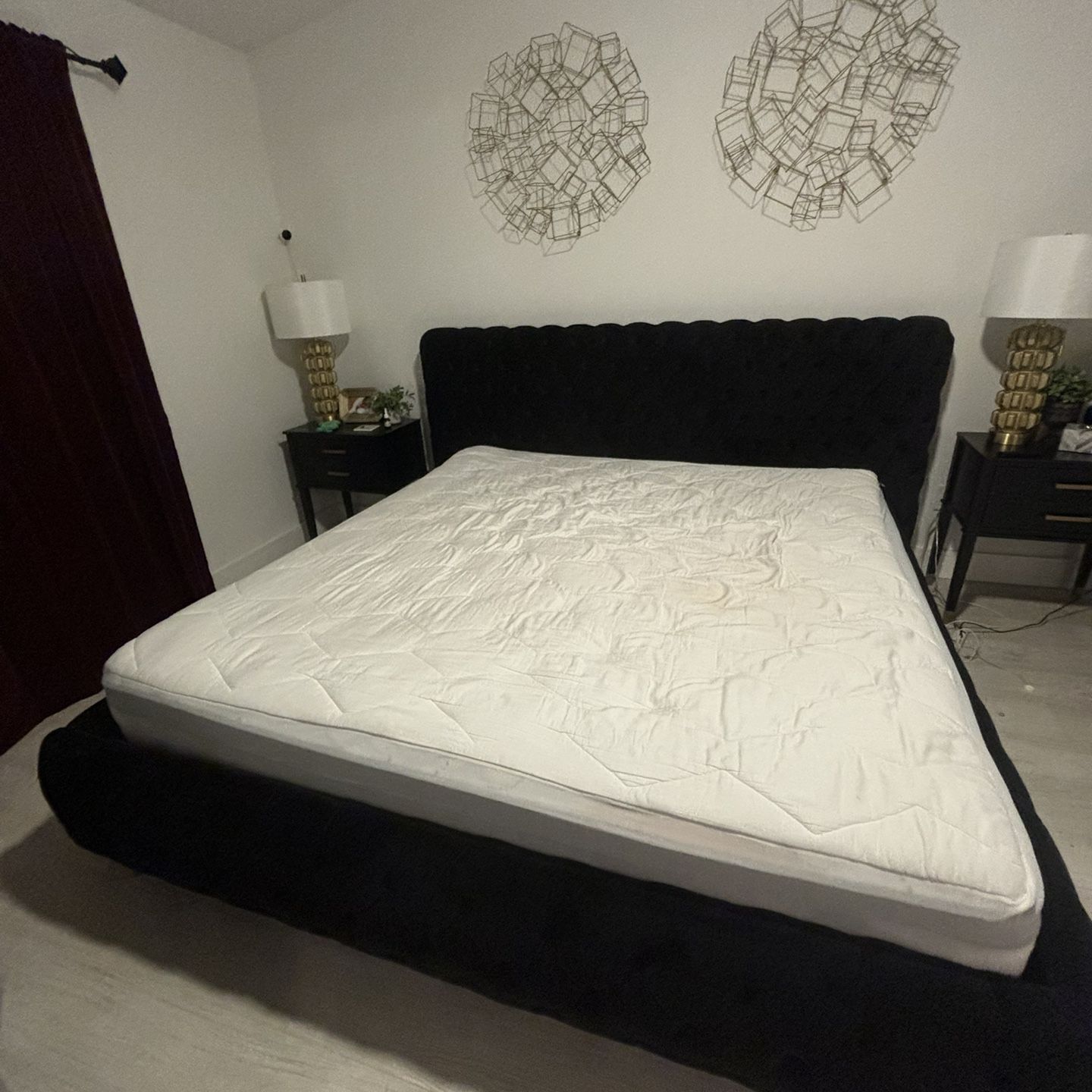 Black, Upholstered King Bed