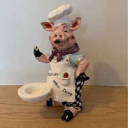 2002 pig professional tea light holder figurine 10”  B8