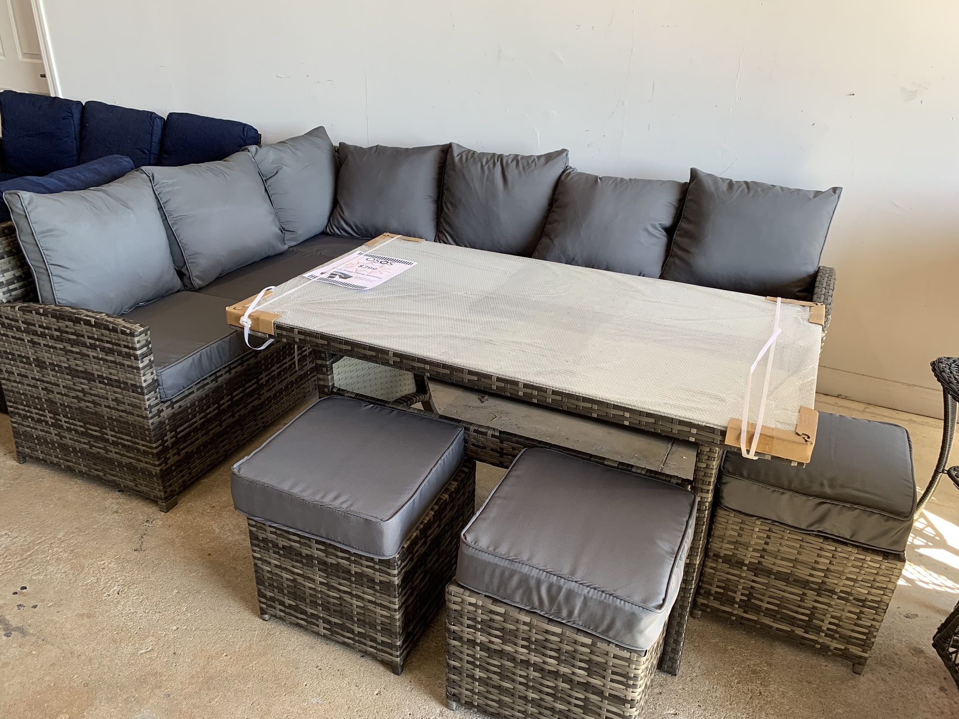 Gray Ken L Shape Dining Table Sectional Set