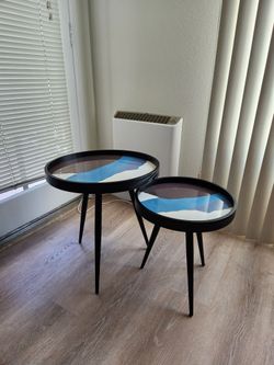 Black and blue nesting coffee table