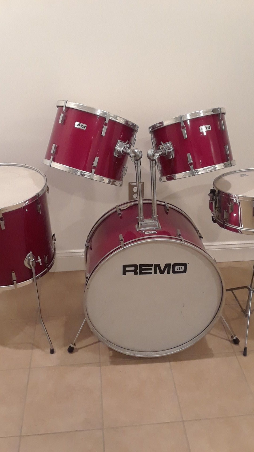 Vintage 1970-80 REMO PTS 5pc drum set