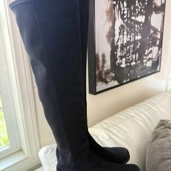 Stuart Weitzman Reserve Over-The-Knee Boots - Black Suede - Size 7.5