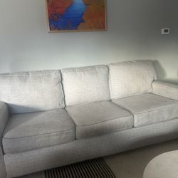 Buchanan Pottery Barn couch in ash gray