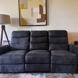 82" Manual Reclining Sofa In Soft Grey Microfiber