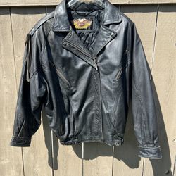 Vintage Harley Davidson Motor Clothes Womens Leather Jacket Medium Wide Size MW