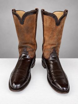 Lucchese Handmade USA Cowboy Boots Mens 11 Two Tone Brown