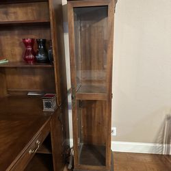 Wood Curio Display Cabinet w/ Glass Door
