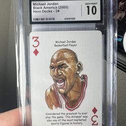 Michael Jordan 2005 Hero Decks Black America Card Three of Diamonds CGC 10 
