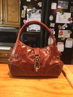 Dooney & Bourke Belevdere Croc Emboss Logo Lock Hobo