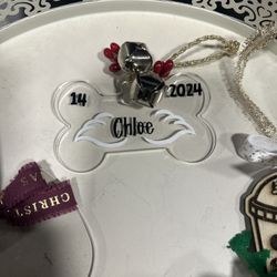 Cat Face Or Dog  Bone Ornament Personalized 