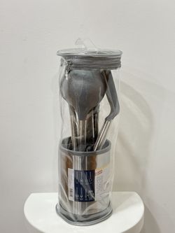 New 8 pcs Kitchen Sets- Nonstick Cooking Tools with Stainless Steel Handles & Rotating Utensil Holder 