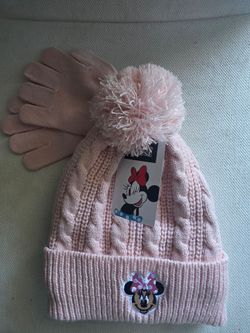 Minnie Mouse girls beanie & gloves set one size fit all