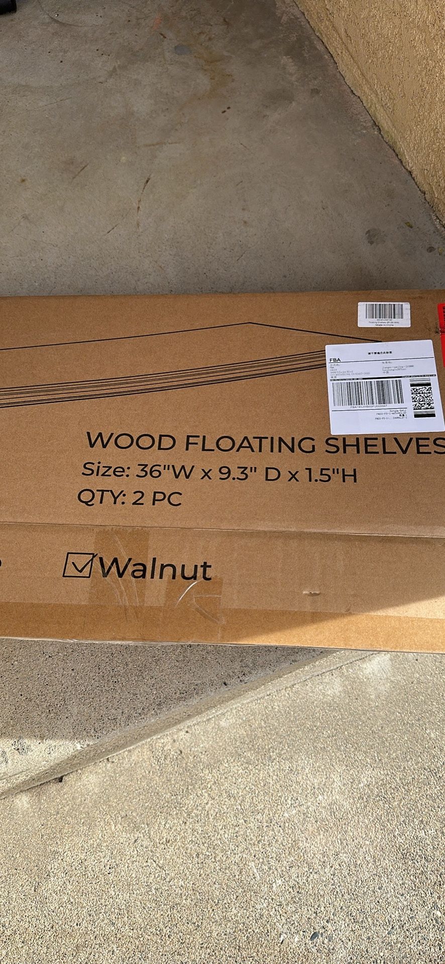 Wood Floating Shelves 2 Piece Walnut 36”’W NEW