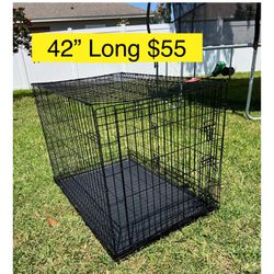 Double Door Metal Wire Dog with LeakProof Pan, foldable, 42 inch, kennel, dog or cat house / Jaula perro