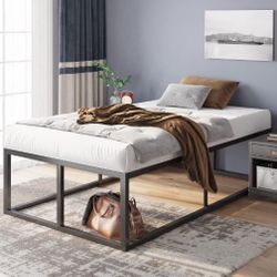 Modern Metal Bed Frame & Mattress With Storage