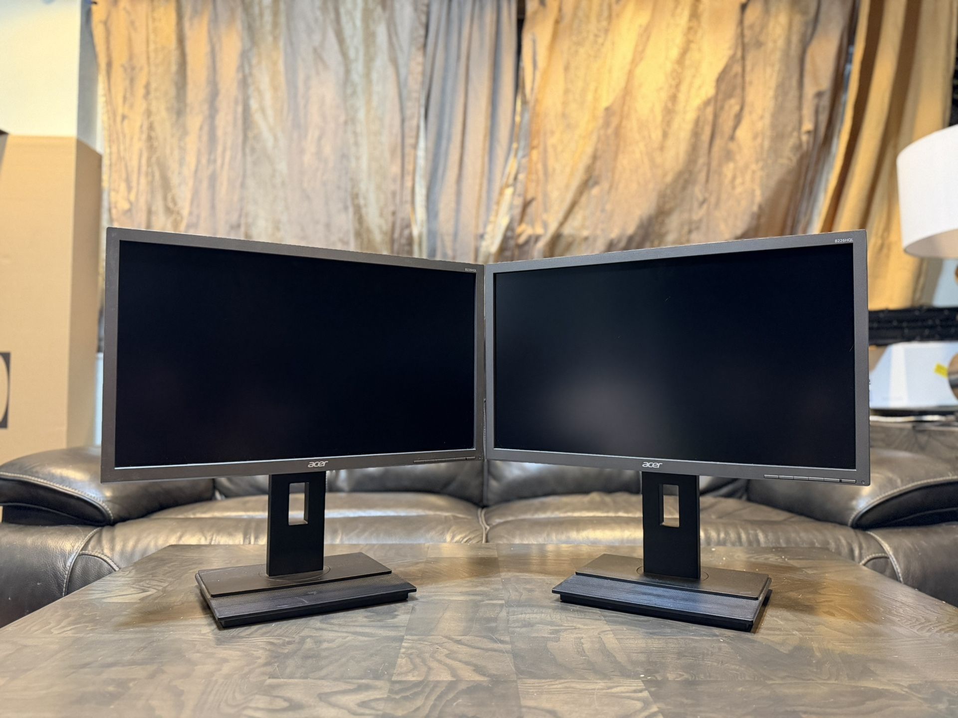 Two ( dual ) Acer B226HQL 22” LED Full HD 1080p VGA DVI computer monitors