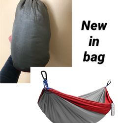 Set Of 2.  Double Camping Hammock.  Red And Gray