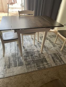 White And Brown Table With Leafs (TABLE ONLY) 