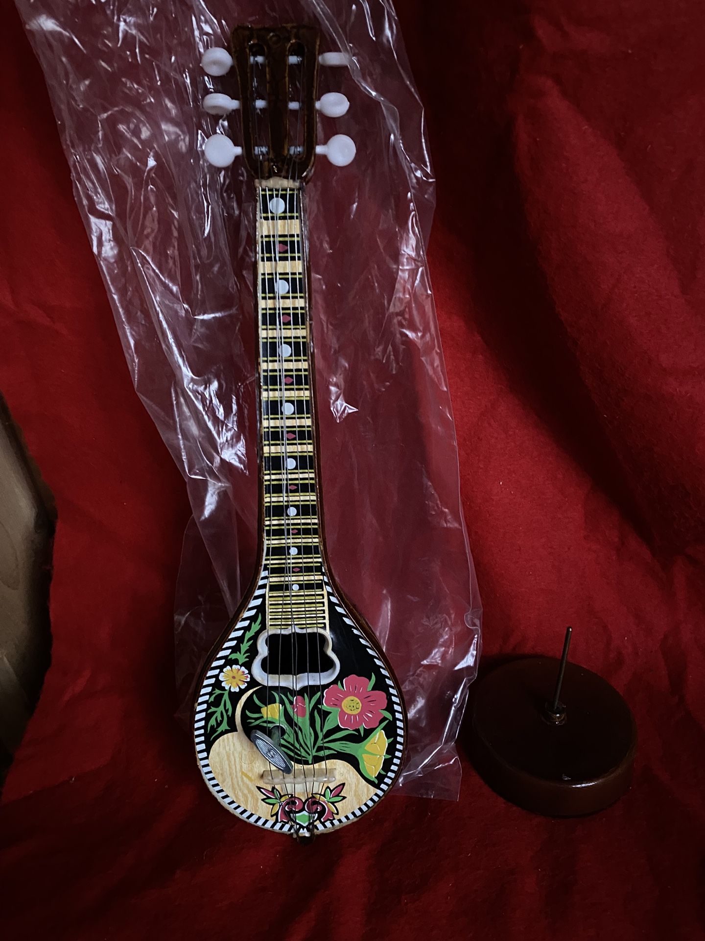 14 Inch without base Floral Design Never On a Sunday Greek Bouzouki Rotating Musical Box Imported From Greece