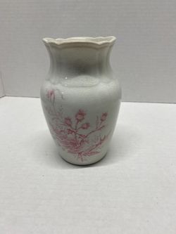 D E McNicol Vintage Semi Granite Pink Floral Vase Early 20th Pre Owned