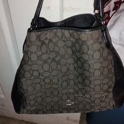 Black Coach Edie Shoulder Bag Jacquard Silver Black Smoke Monogram