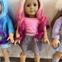 American Girl Doll Pink Ombré Hair And Blue Eyes